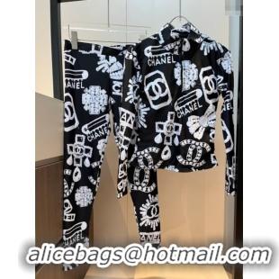 Shop Good Quality Chanel Yoga Activewear Set 0314 White/Black 2025