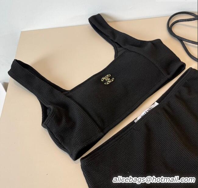 Good Taste Chanel Knit Two-Pieces Swimwear 0314 Black 2025