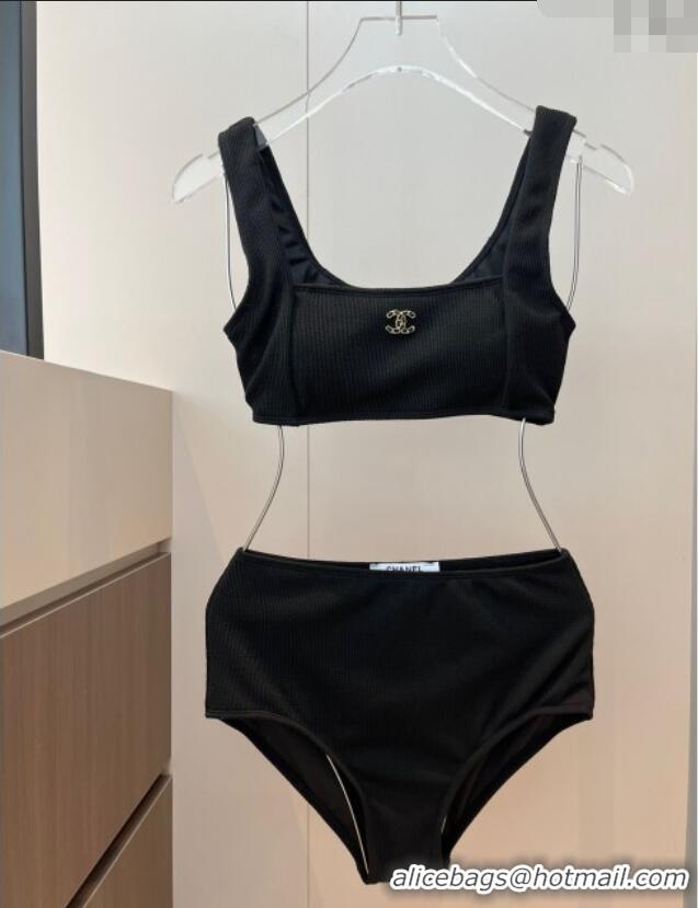 Good Taste Chanel Knit Two-Pieces Swimwear 0314 Black 2025