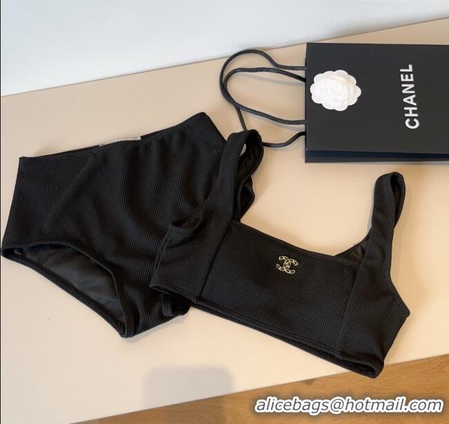 Good Taste Chanel Knit Two-Pieces Swimwear 0314 Black 2025