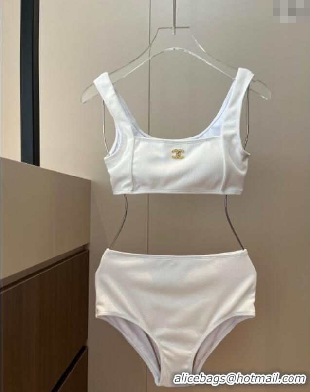 Low Cost Chanel Knit Two-Pieces Swimwear 0314 White 2025