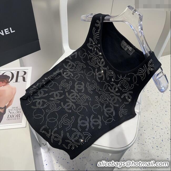 Buy Discount Chanel Knit Vest with Strass CC 0314 Black 2025