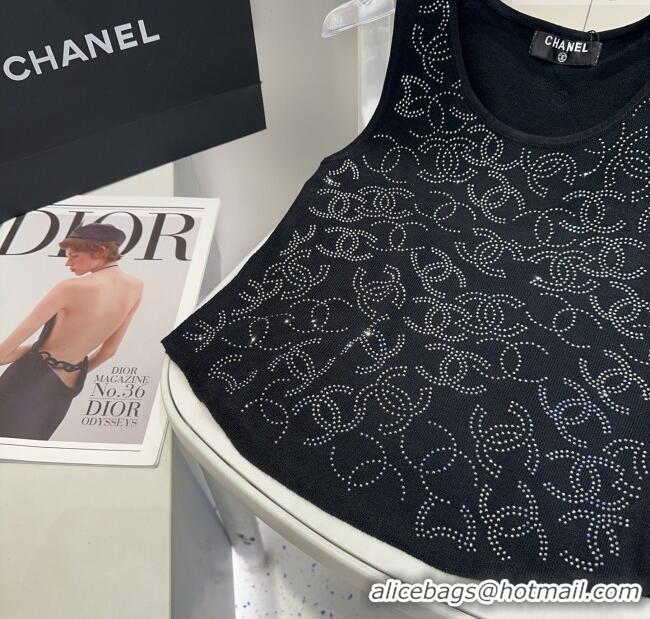 Buy Discount Chanel Knit Vest with Strass CC 0314 Black 2025