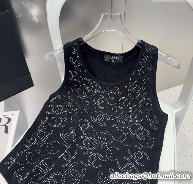 Buy Discount Chanel Knit Vest with Strass CC 0314 Black 2025