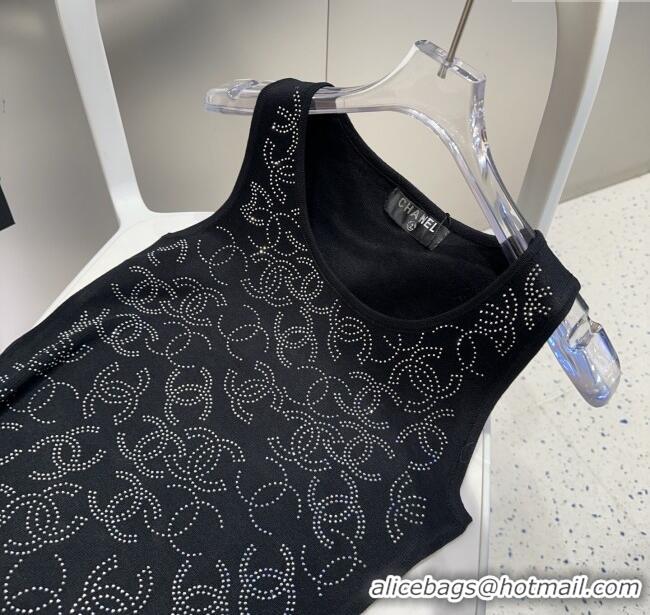 Buy Discount Chanel Knit Vest with Strass CC 0314 Black 2025