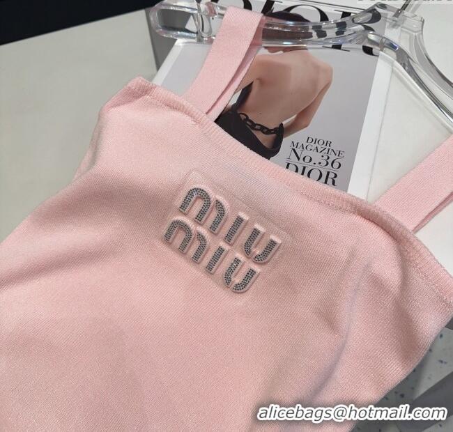 Low Cost Miu Miu Knit Vest with Strass 0314 Light Pink 2025