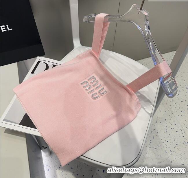 Low Cost Miu Miu Knit Vest with Strass 0314 Light Pink 2025