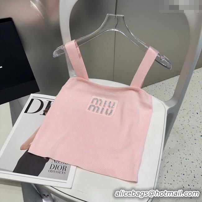 Low Cost Miu Miu Knit Vest with Strass 0314 Light Pink 2025