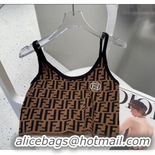 ​Luxury Discount Fendi FF Knit Vest 0314 Brown 2025