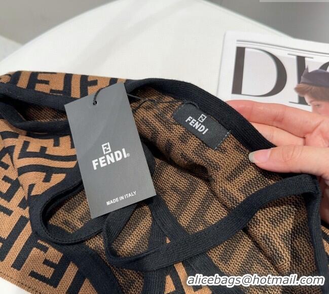 ​Luxury Discount Fendi FF Knit Vest 0314 Brown 2025