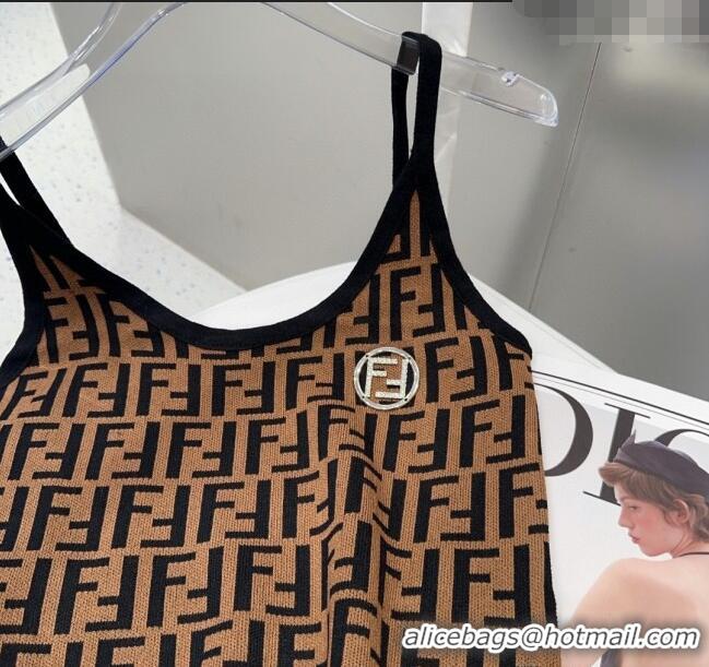 ​Luxury Discount Fendi FF Knit Vest 0314 Brown 2025