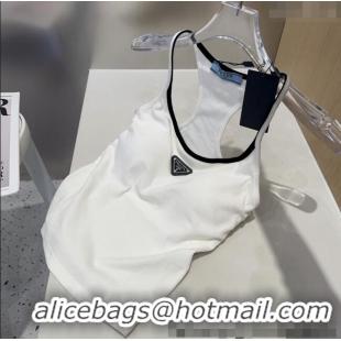 Buy Fashionable Prada Vest with Black Trim 0314 White 2025