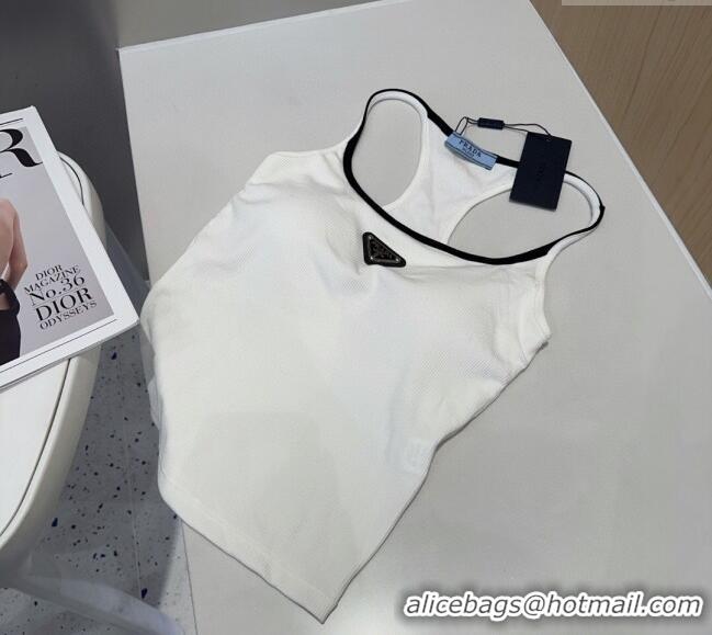 Buy Fashionable Prada Vest with Black Trim 0314 White 2025