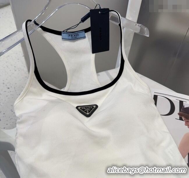 Buy Fashionable Prada Vest with Black Trim 0314 White 2025