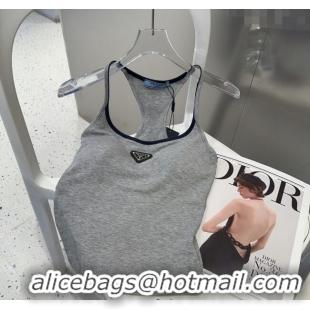 Fashion Discount Prada Vest with Black Trim 0314 Grey 2025