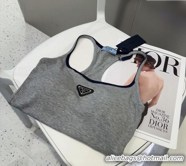 Fashion Discount Prada Vest with Black Trim 0314 Grey 2025