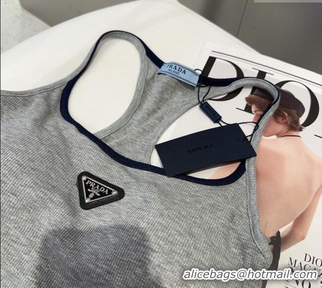 Fashion Discount Prada Vest with Black Trim 0314 Grey 2025