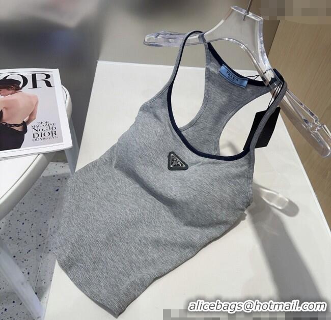 Fashion Discount Prada Vest with Black Trim 0314 Grey 2025