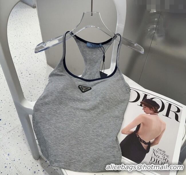 Fashion Discount Prada Vest with Black Trim 0314 Grey 2025