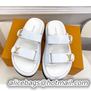 Good Quality Louis Vuitton Comfort Slides Sandal in Leather with LV Strap White 2025 LV042202