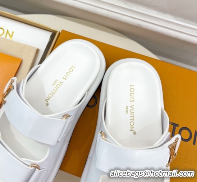 Good Quality Louis Vuitton Comfort Slides Sandal in Leather with LV Strap White 2025 LV042202