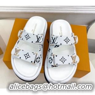 Best Product Louis Vuitton Comfort Slides Sandal in Monogram Canvas with LV Strap White 2025 LV042202
