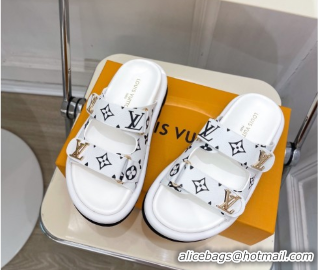 Best Product Louis Vuitton Comfort Slides Sandal in Monogram Canvas with LV Strap White 2025 LV042202
