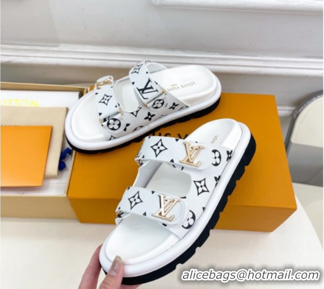 Best Product Louis Vuitton Comfort Slides Sandal in Monogram Canvas with LV Strap White 2025 LV042202