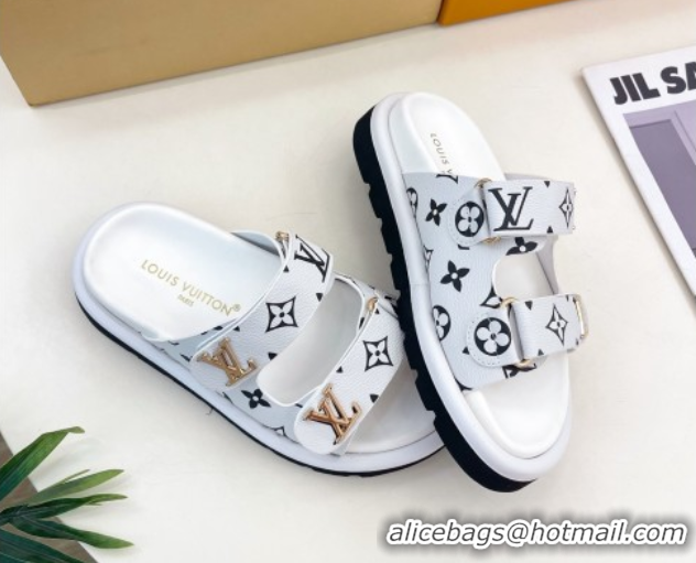 Best Product Louis Vuitton Comfort Slides Sandal in Monogram Canvas with LV Strap White 2025 LV042202
