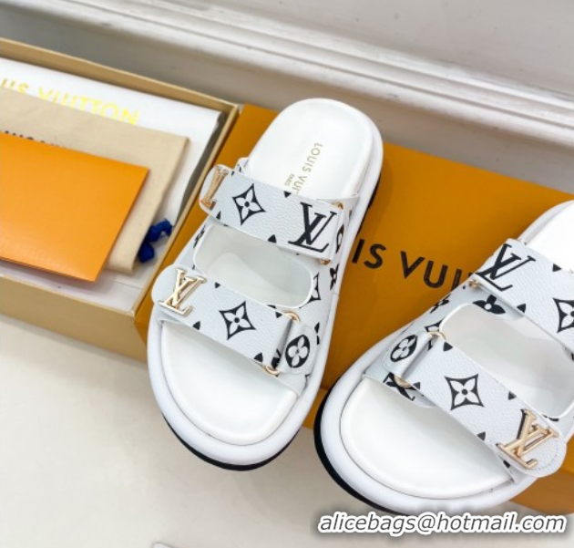 Best Product Louis Vuitton Comfort Slides Sandal in Monogram Canvas with LV Strap White 2025 LV042202
