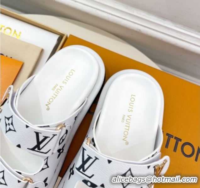 Best Product Louis Vuitton Comfort Slides Sandal in Monogram Canvas with LV Strap White 2025 LV042202