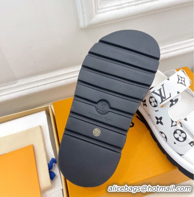 Best Product Louis Vuitton Comfort Slides Sandal in Monogram Canvas with LV Strap White 2025 LV042202