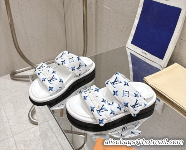 Classic Specials Louis Vuitton Pool Pillow Flat Comfort Slides Sandal in Monogram Nylon White 2025 1AHMDV