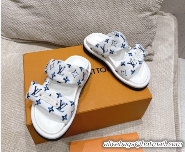 Classic Specials Louis Vuitton Pool Pillow Flat Comfort Slides Sandal in Monogram Nylon White 2025 1AHMDV