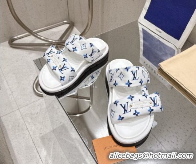 Classic Specials Louis Vuitton Pool Pillow Flat Comfort Slides Sandal in Monogram Nylon White 2025 1AHMDV