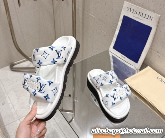 Classic Specials Louis Vuitton Pool Pillow Flat Comfort Slides Sandal in Monogram Nylon White 2025 1AHMDV