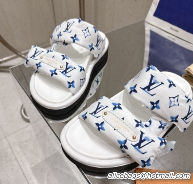 Classic Specials Louis Vuitton Pool Pillow Flat Comfort Slides Sandal in Monogram Nylon White 2025 1AHMDV