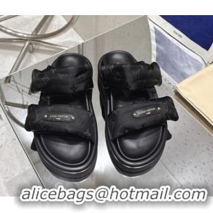 Best Price Louis Vuitton Pool Pillow Flat Comfort Slides Sandal in Monogram Nylon Black2 2025 1AHMDV