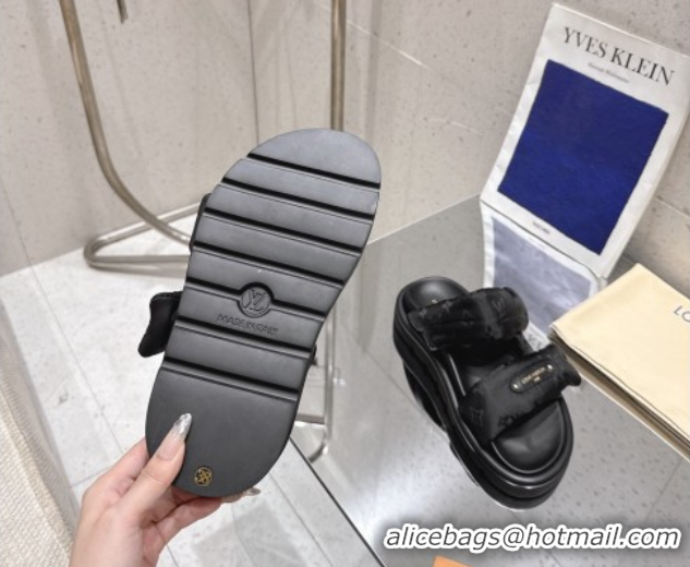 Best Price Louis Vuitton Pool Pillow Flat Comfort Slides Sandal in Monogram Nylon Black2 2025 1AHMDV