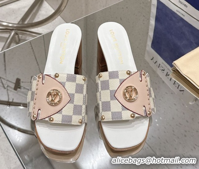 Perfect Louis Vuitton LV Frame Heel Slides Sandal 4.5cm in Damier Canvas Blue 2025 1AHLPV