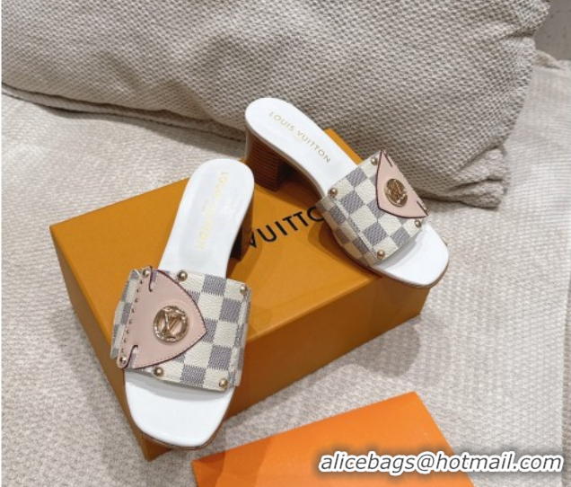 Perfect Louis Vuitton LV Frame Heel Slides Sandal 4.5cm in Damier Canvas Blue 2025 1AHLPV
