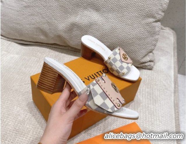 Perfect Louis Vuitton LV Frame Heel Slides Sandal 4.5cm in Damier Canvas Blue 2025 1AHLPV