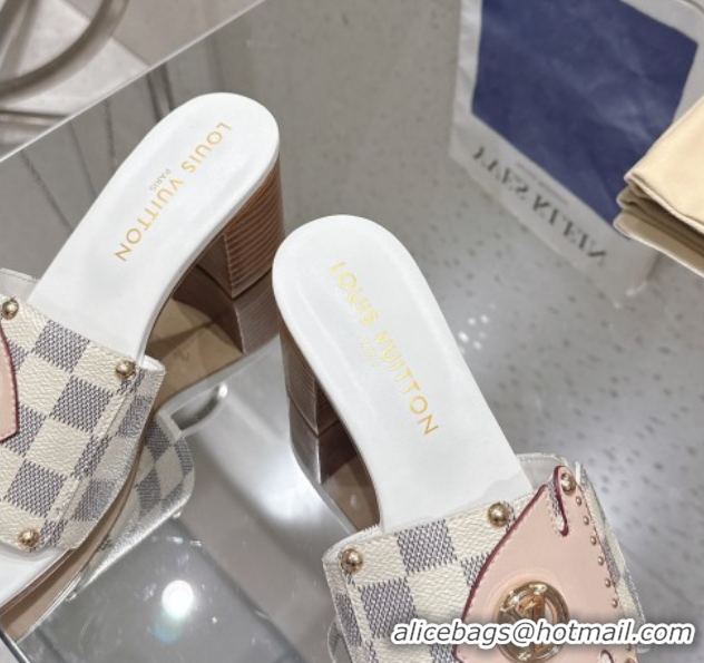 Perfect Louis Vuitton LV Frame Heel Slides Sandal 4.5cm in Damier Canvas Blue 2025 1AHLPV