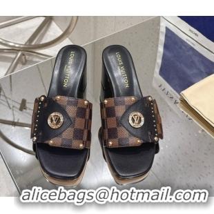 Good Looking Louis Vuitton LV Frame Heel Slides Sandal 4.5cm in Damier Canvas Brown 2025 1AHLPV
