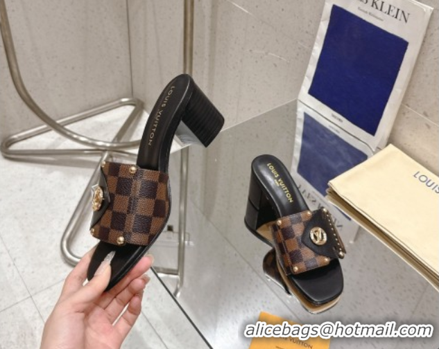Good Looking Louis Vuitton LV Frame Heel Slides Sandal 4.5cm in Damier Canvas Brown 2025 1AHLPV