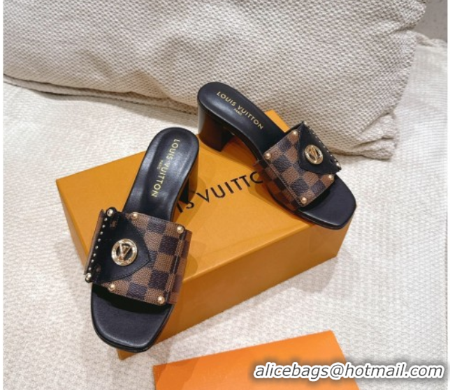 Good Looking Louis Vuitton LV Frame Heel Slides Sandal 4.5cm in Damier Canvas Brown 2025 1AHLPV