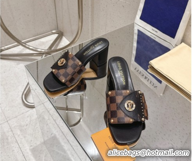 Good Looking Louis Vuitton LV Frame Heel Slides Sandal 4.5cm in Damier Canvas Brown 2025 1AHLPV