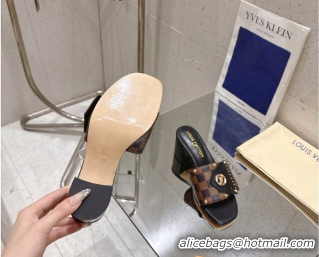 Good Looking Louis Vuitton LV Frame Heel Slides Sandal 4.5cm in Damier Canvas Brown 2025 1AHLPV