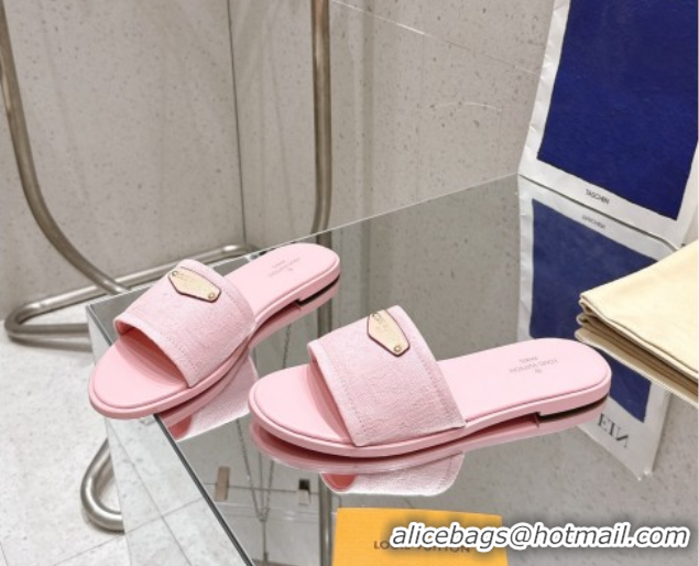 Luxury Louis Vuitton Lily Flat Slides Sandal in Monogram Denim Pink 2025 1AGX78