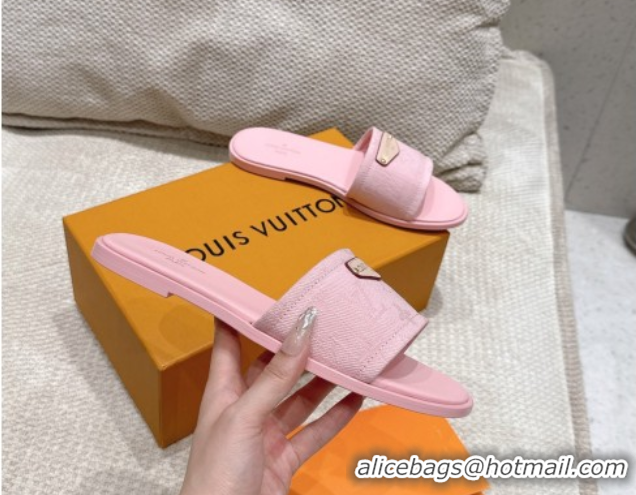 Luxury Louis Vuitton Lily Flat Slides Sandal in Monogram Denim Pink 2025 1AGX78